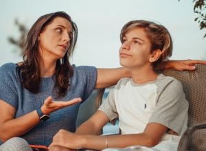 A Mother and Son having a Conversation